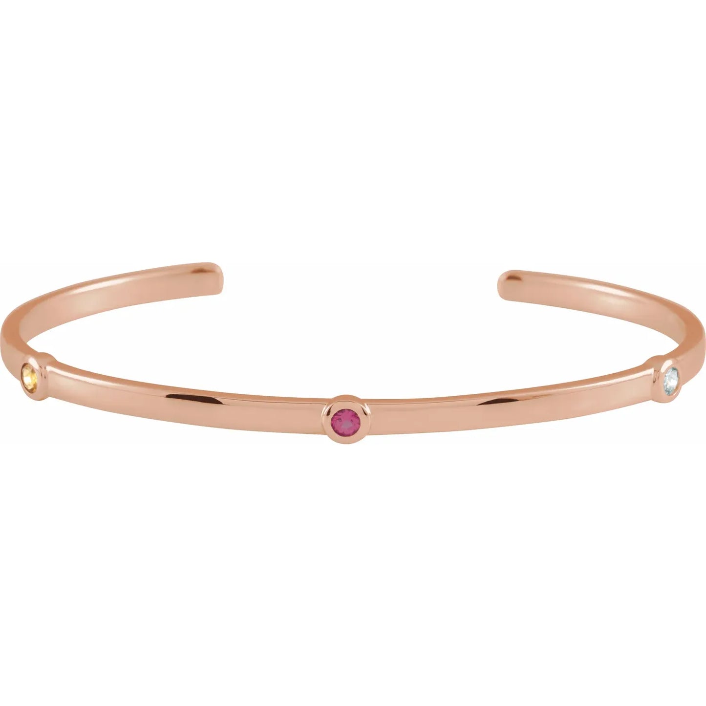 14K Rose Gold Family Birthstone Cuff Bracelet