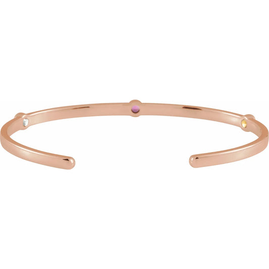 14K Rose Gold Family Birthstone Cuff Bracelet