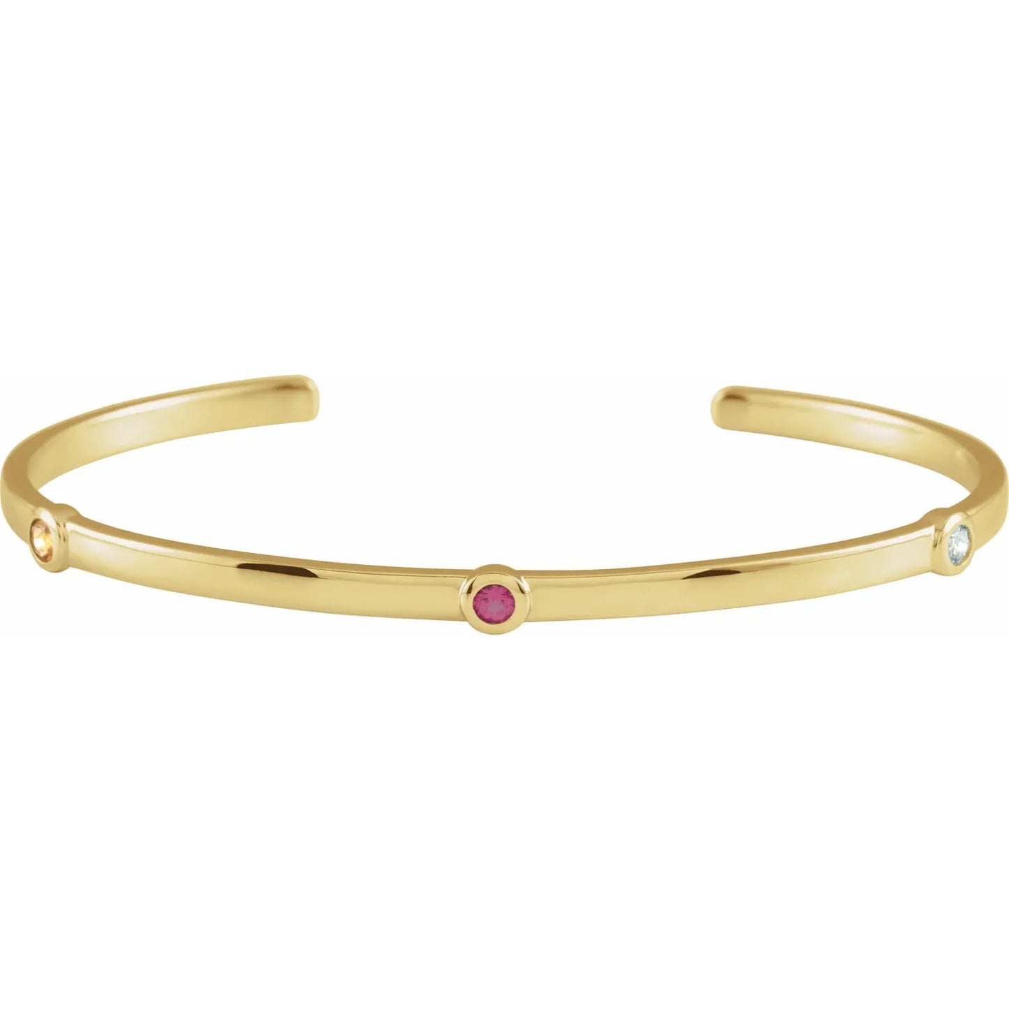14K Yellow Gold Family Birthstone Cuff Bracelet