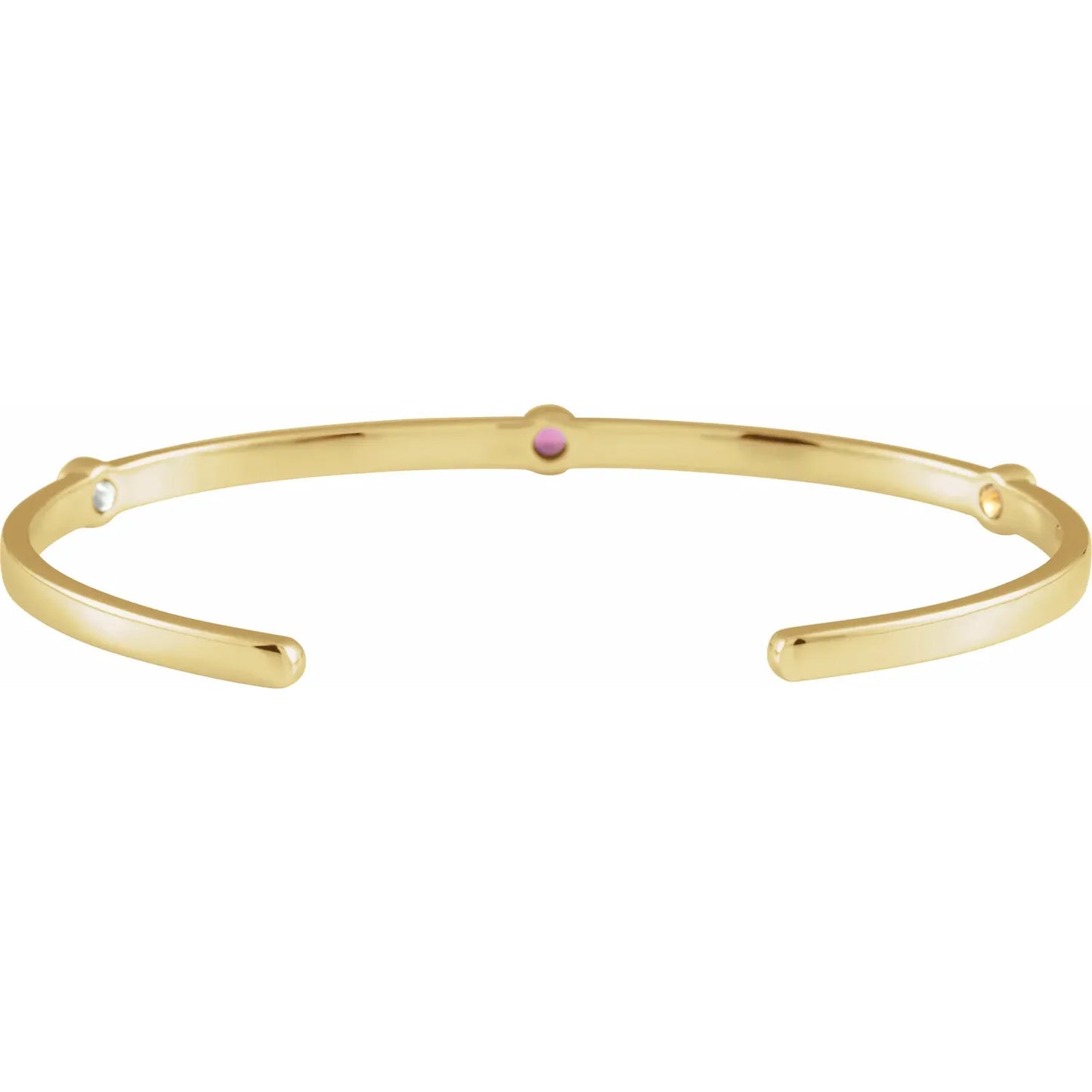 14K Yellow Gold Family Birthstone Cuff Bracelet