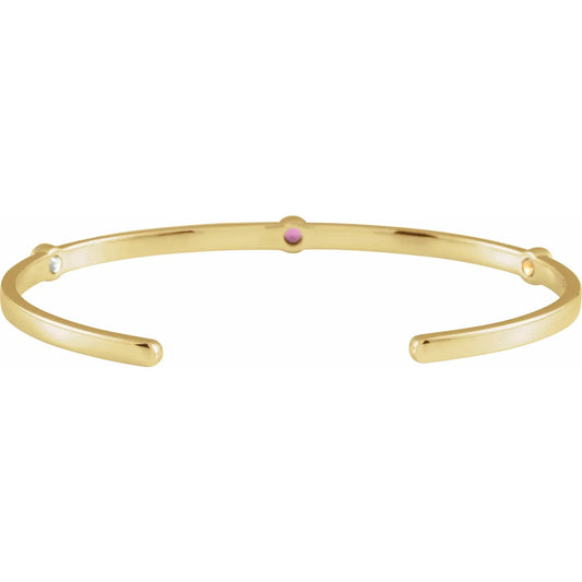 14K Yellow Gold Family Birthstone Cuff Bracelet