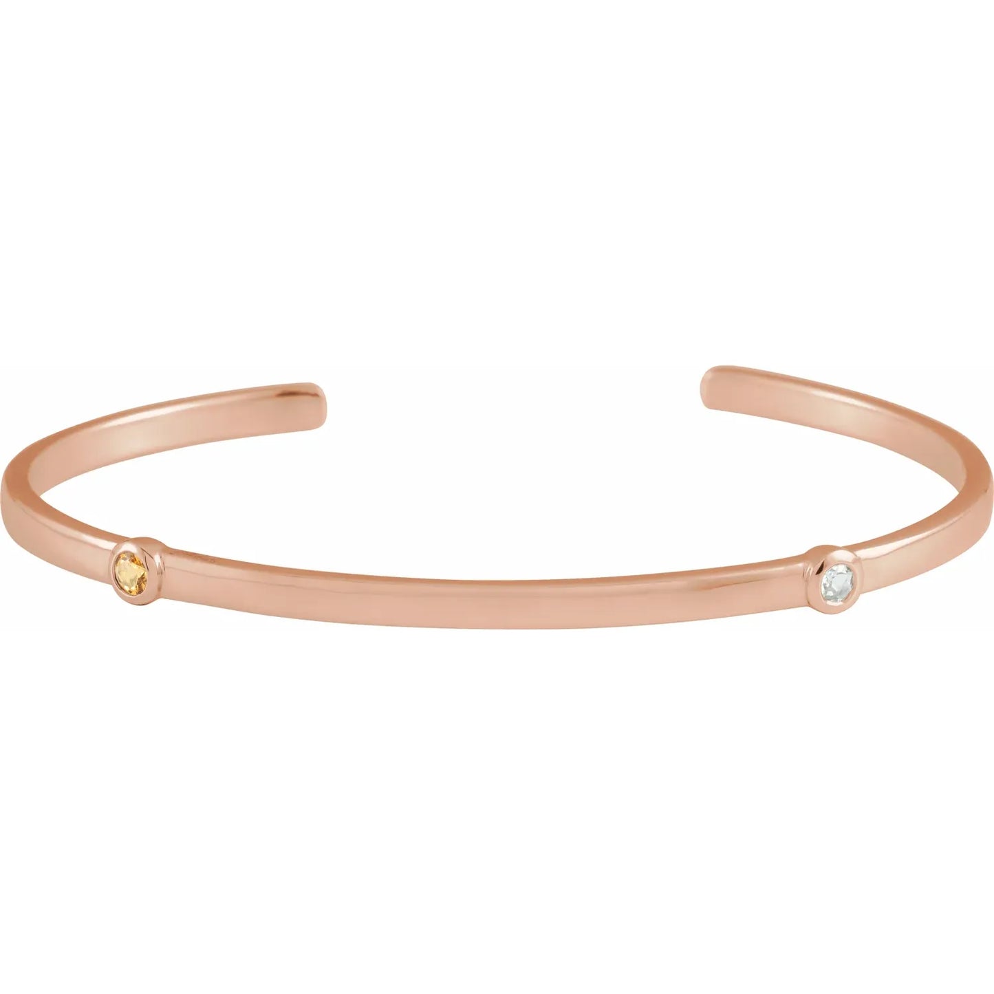 14K Rose Gold Family Birthstone Cuff Bracelet
