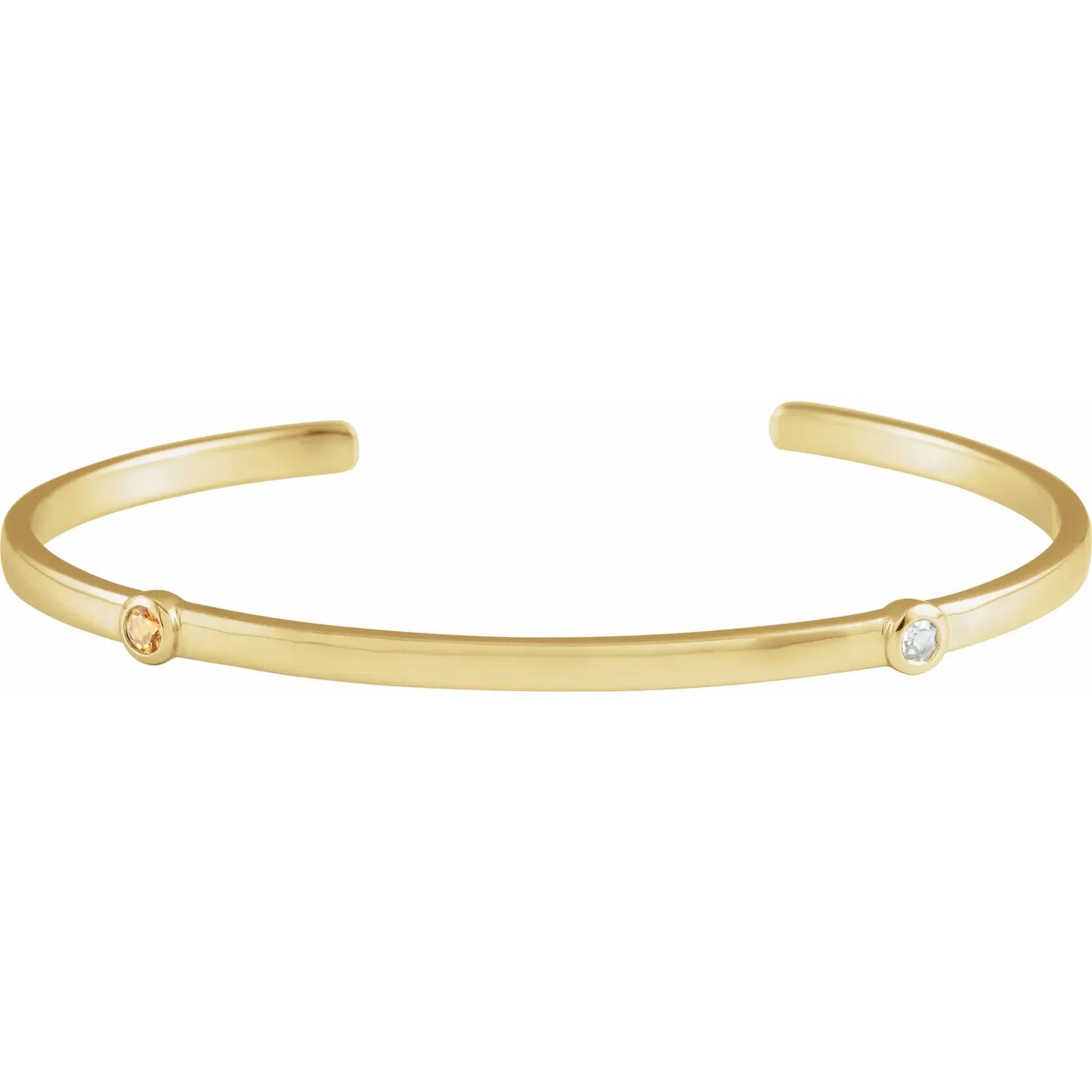 14K Yellow Gold Family Birthstone Cuff Bracelet