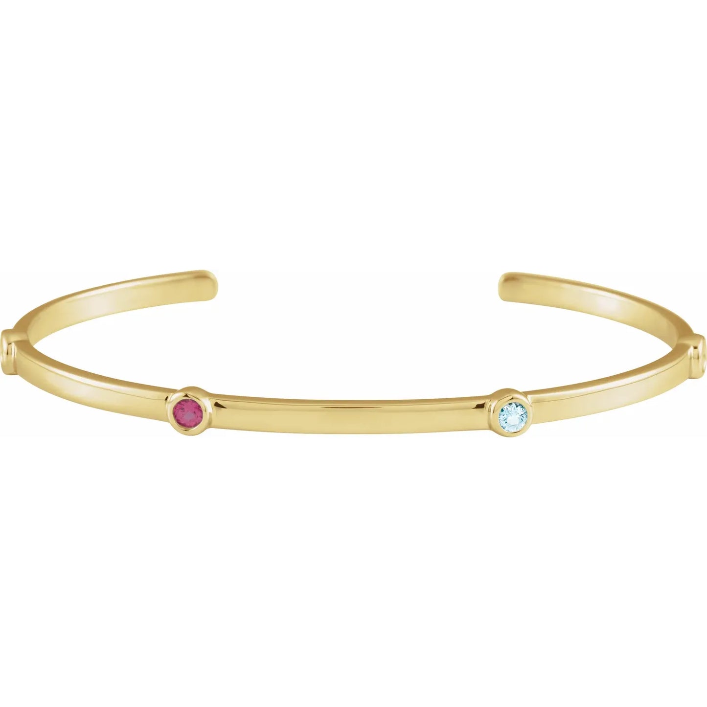 14K Yellow Gold Family Birthstone Cuff Bracelet