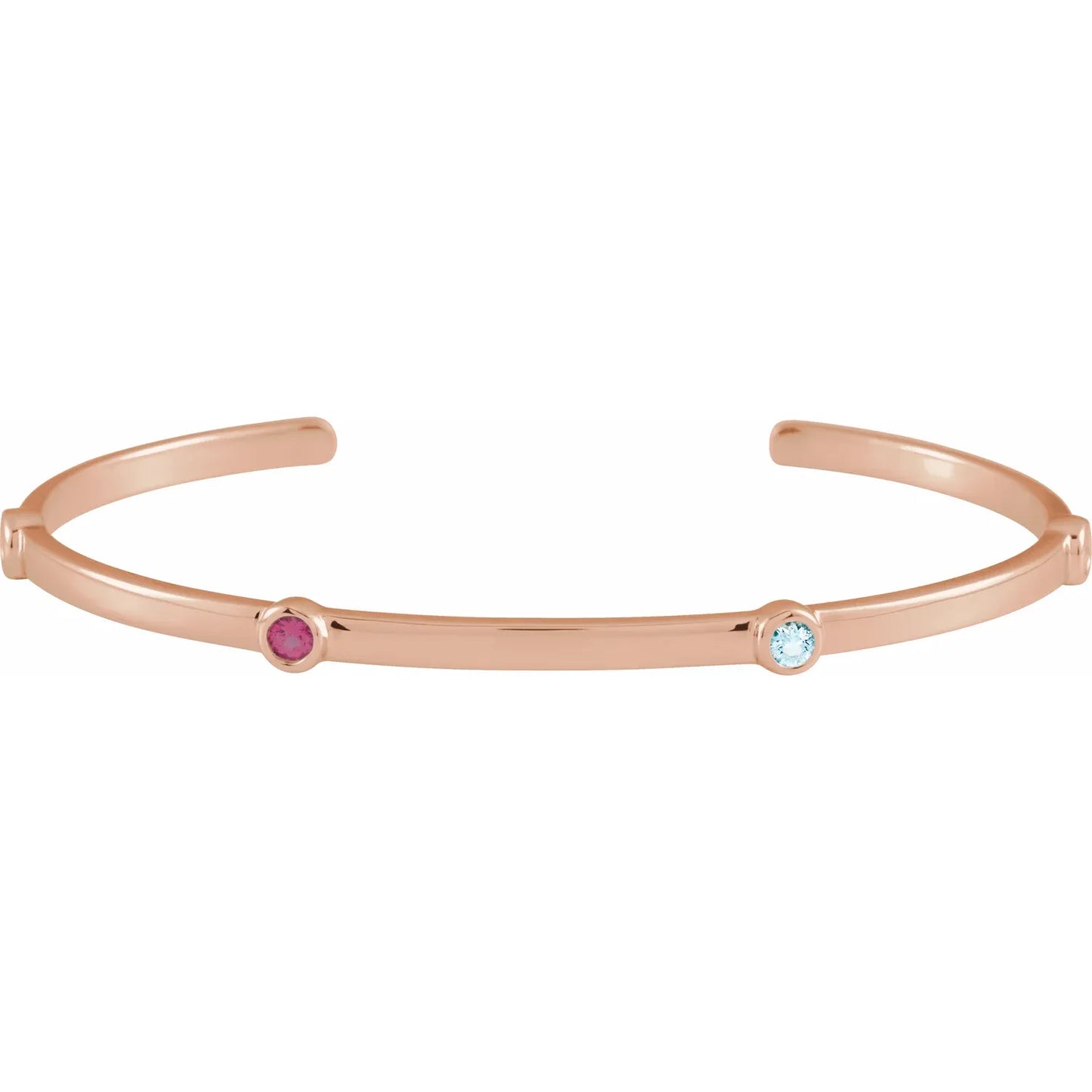 14K Rose Gold Family Birthstone Cuff Bracelet