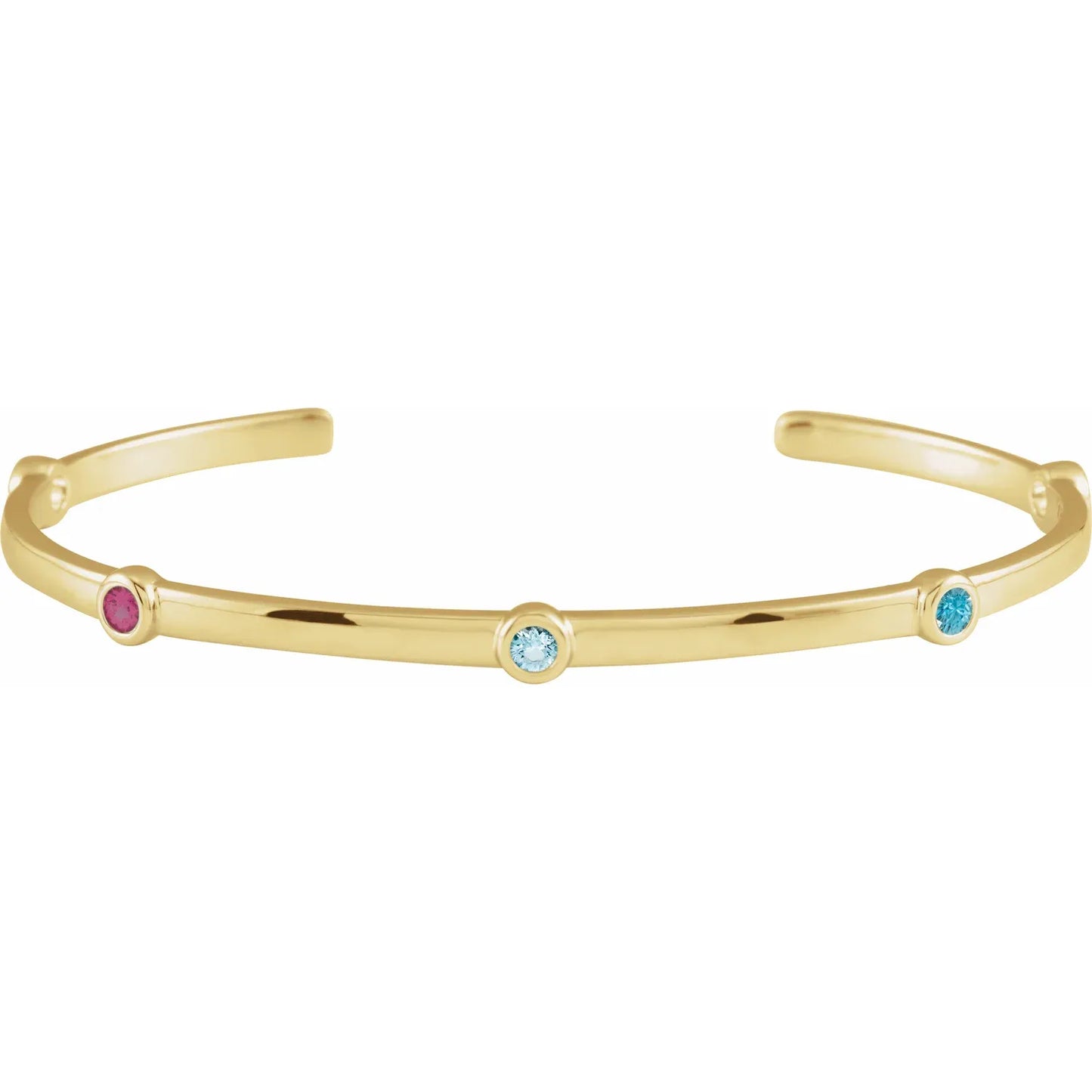 14K Yellow Gold Family Birthstone Cuff Bracelet