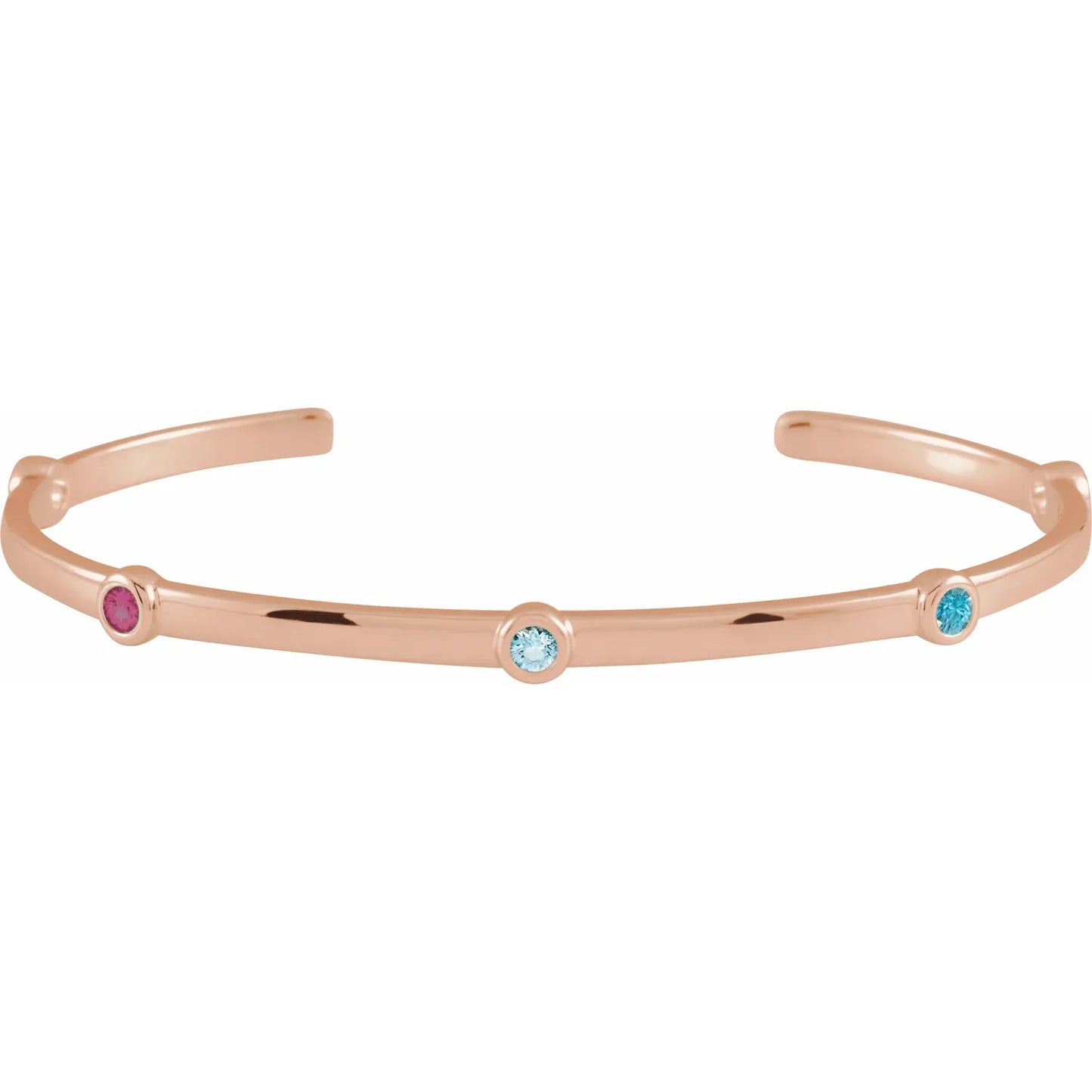 14K Rose Gold Family Birthstone Cuff Bracelet
