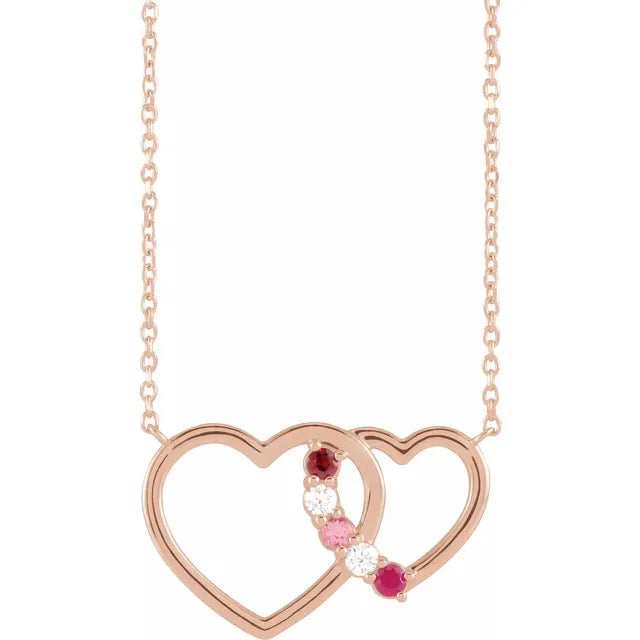 14K Rose Gold Interlocking Heart 18" Necklace