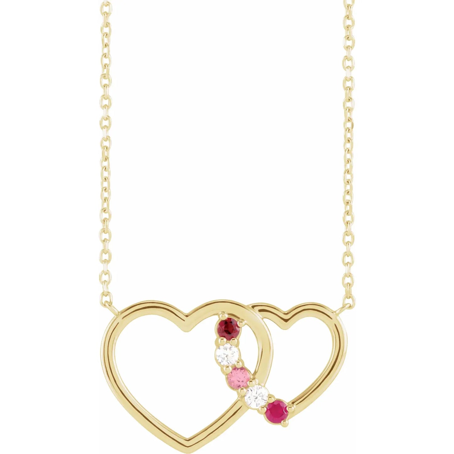 14K Yellow Gold Interlocking Heart 18" Necklace