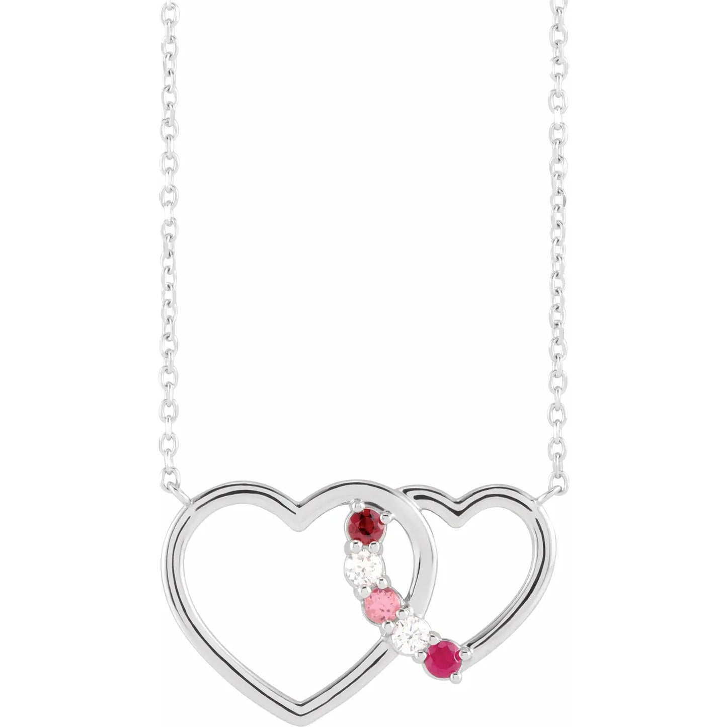14K White Gold Interlocking Heart 18" Necklace