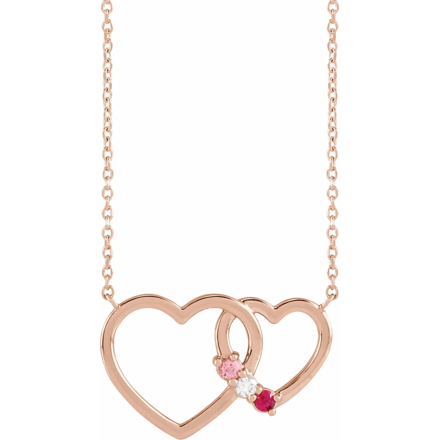14K Rose Gold Interlocking Heart 18" Necklace