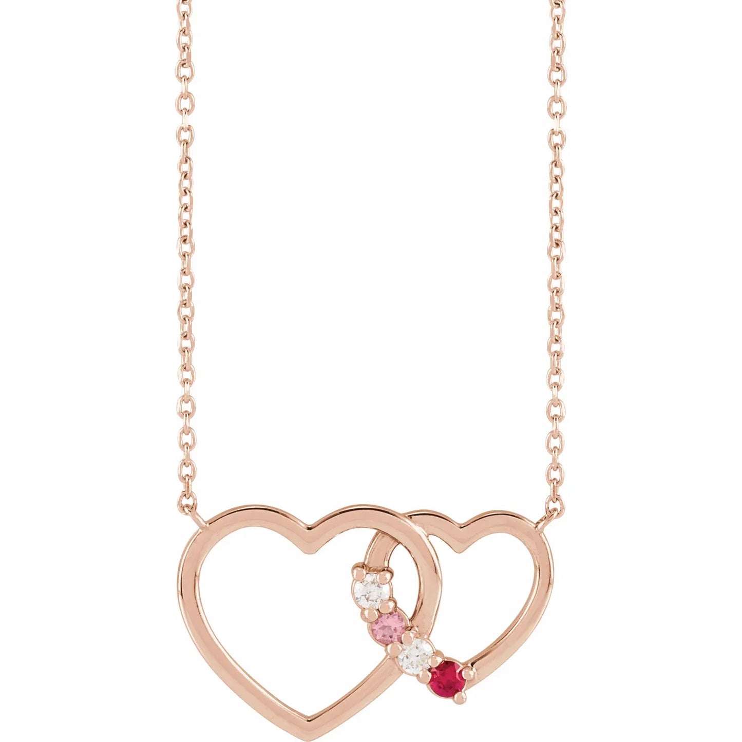 14K Rose Gold Interlocking Heart 18" Necklace