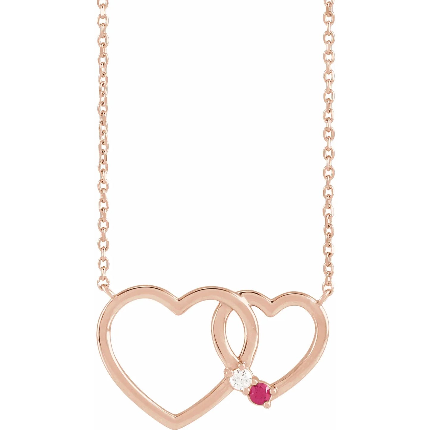 14K Rose Gold Interlocking Heart 18" Necklace