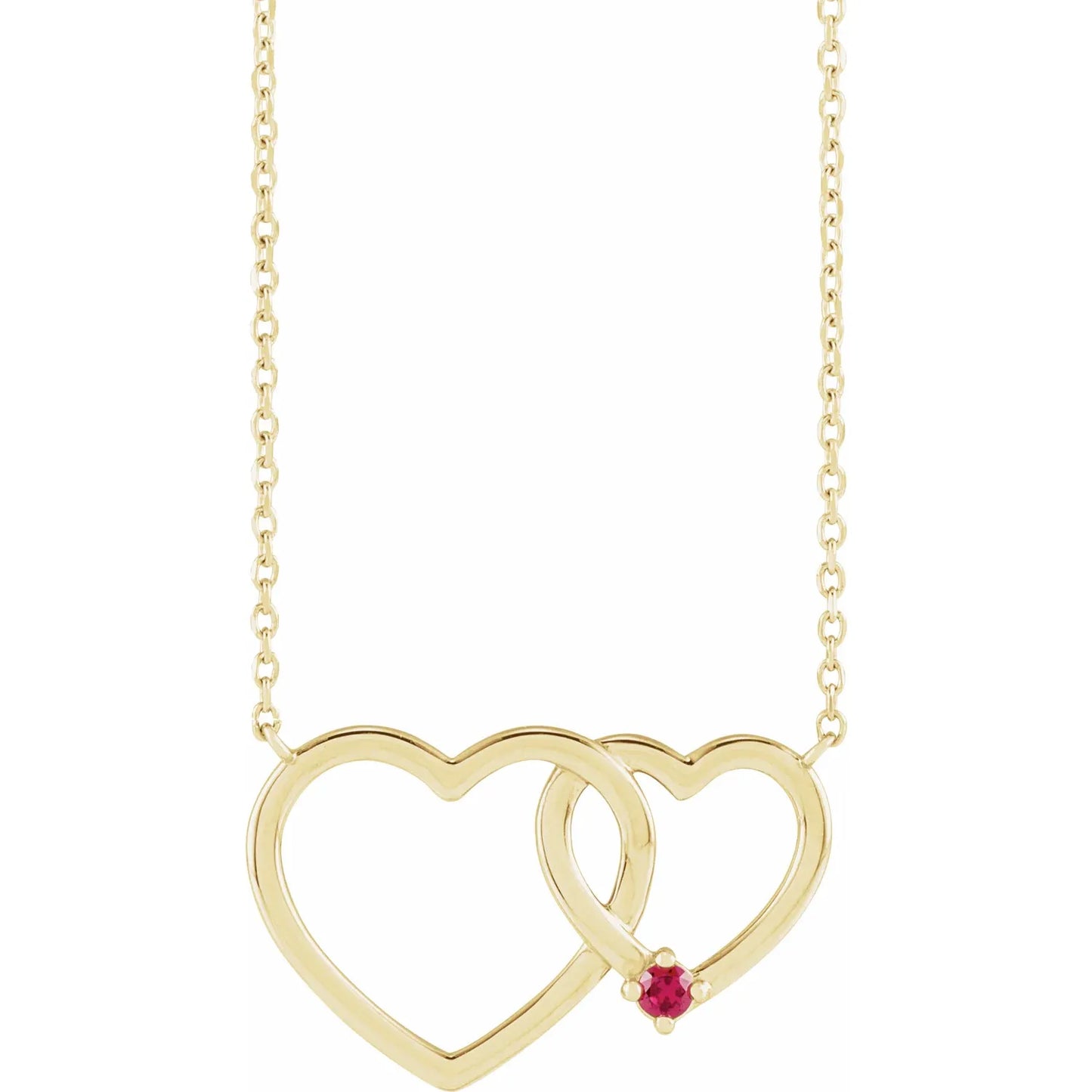 14K Yellow Gold Interlocking Heart 18" Necklace