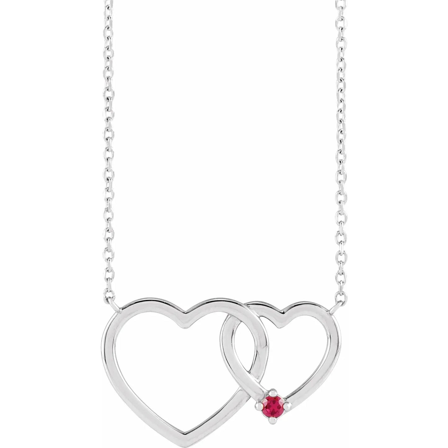 14K White Gold Interlocking Heart 18" Necklace