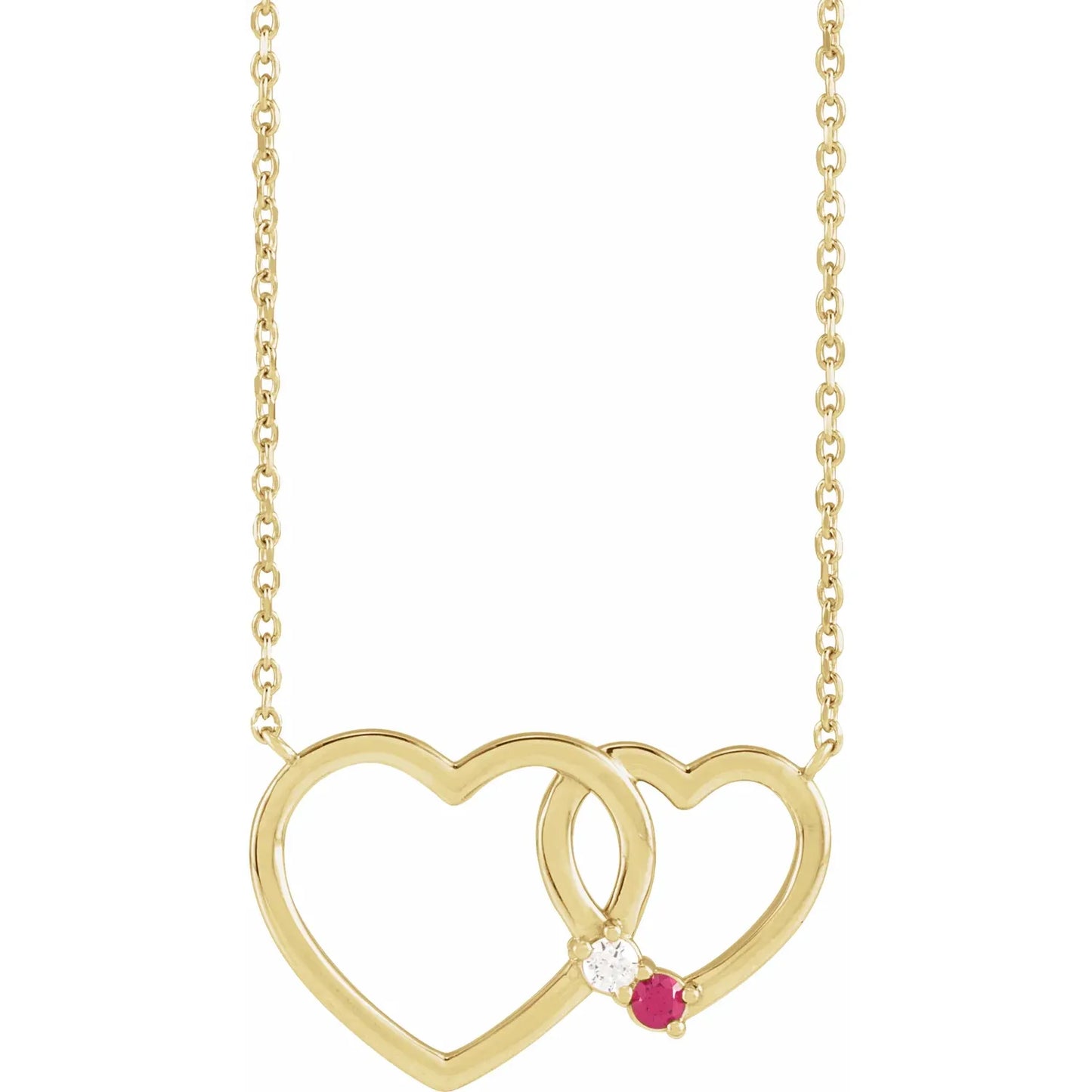 14K Yellow Gold Interlocking Heart 18" Necklace