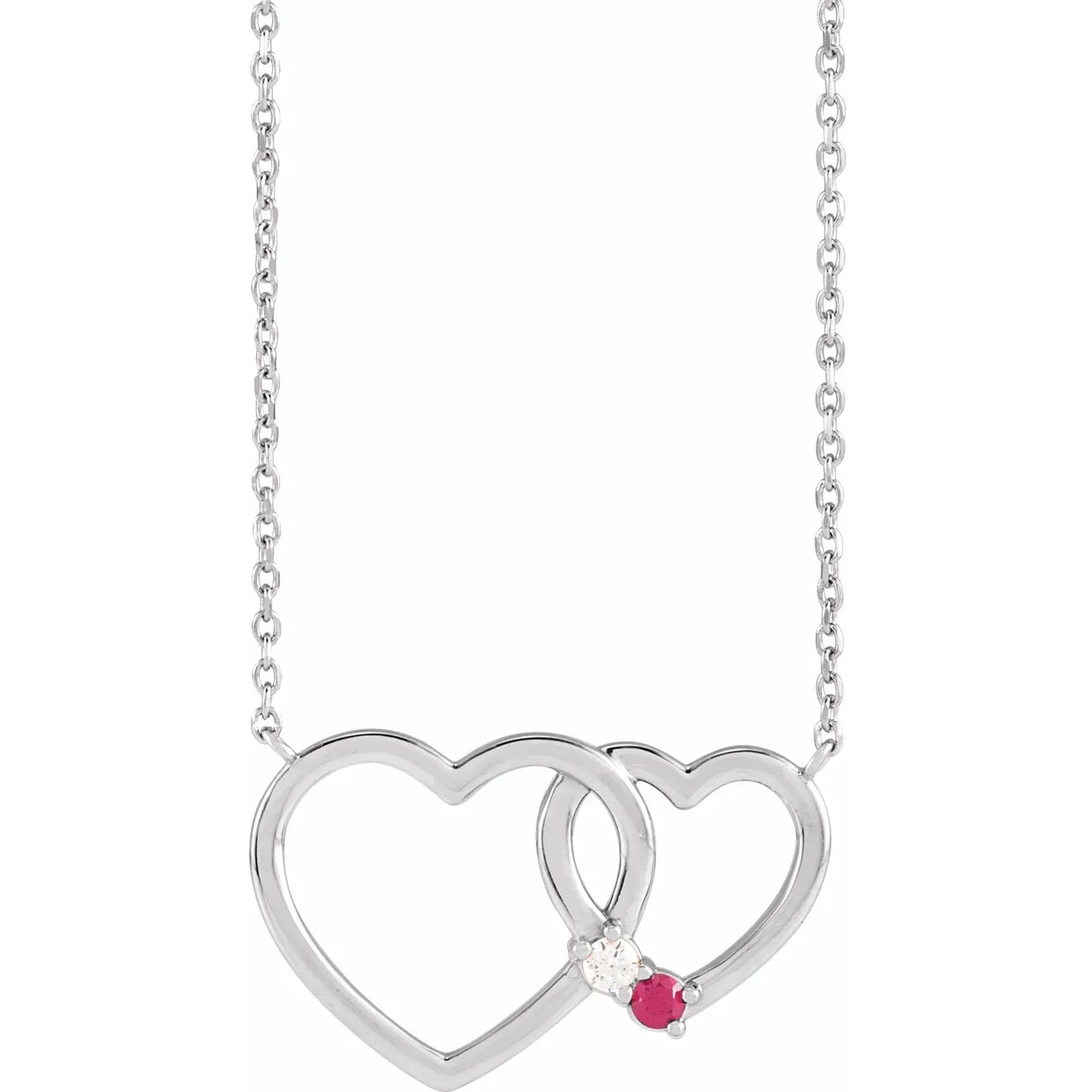 14K White Gold Interlocking Heart 18" Necklace