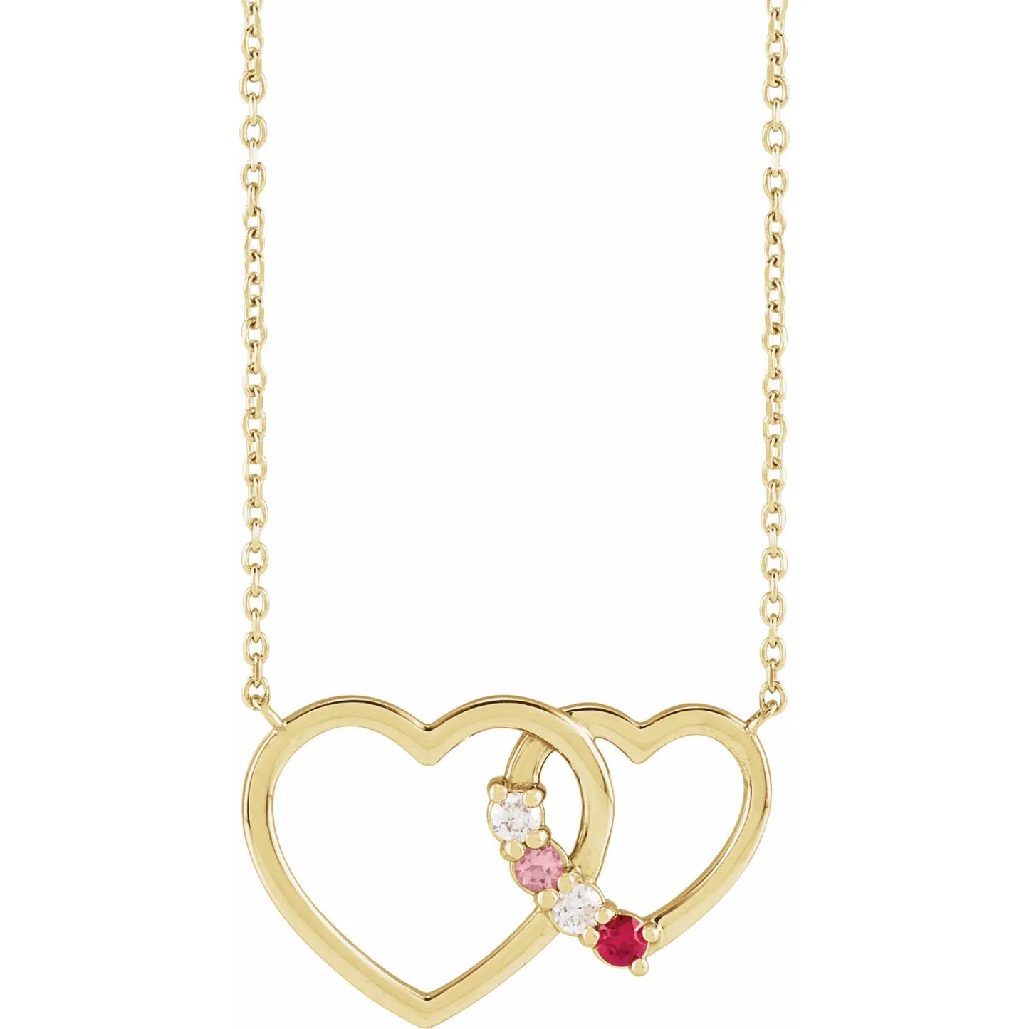 14K Yellow Gold Interlocking Heart 18" Necklace