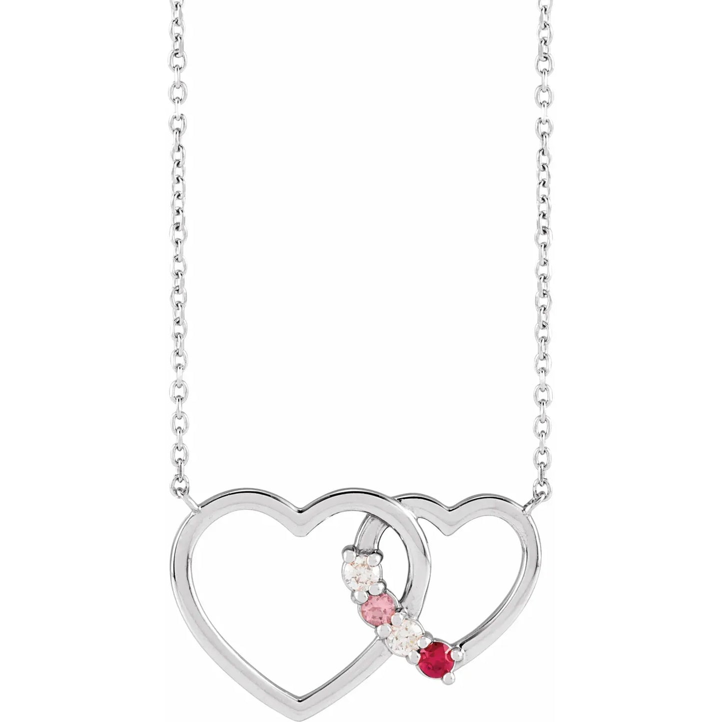 14K White Gold Interlocking Heart 18" Necklace