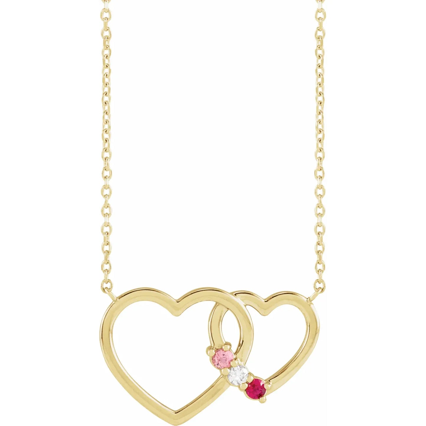 14K Yellow Gold Interlocking Heart 18" Necklace