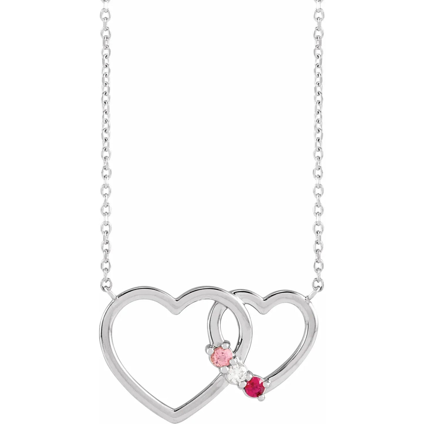 14K White Gold Interlocking Heart 18" Necklace
