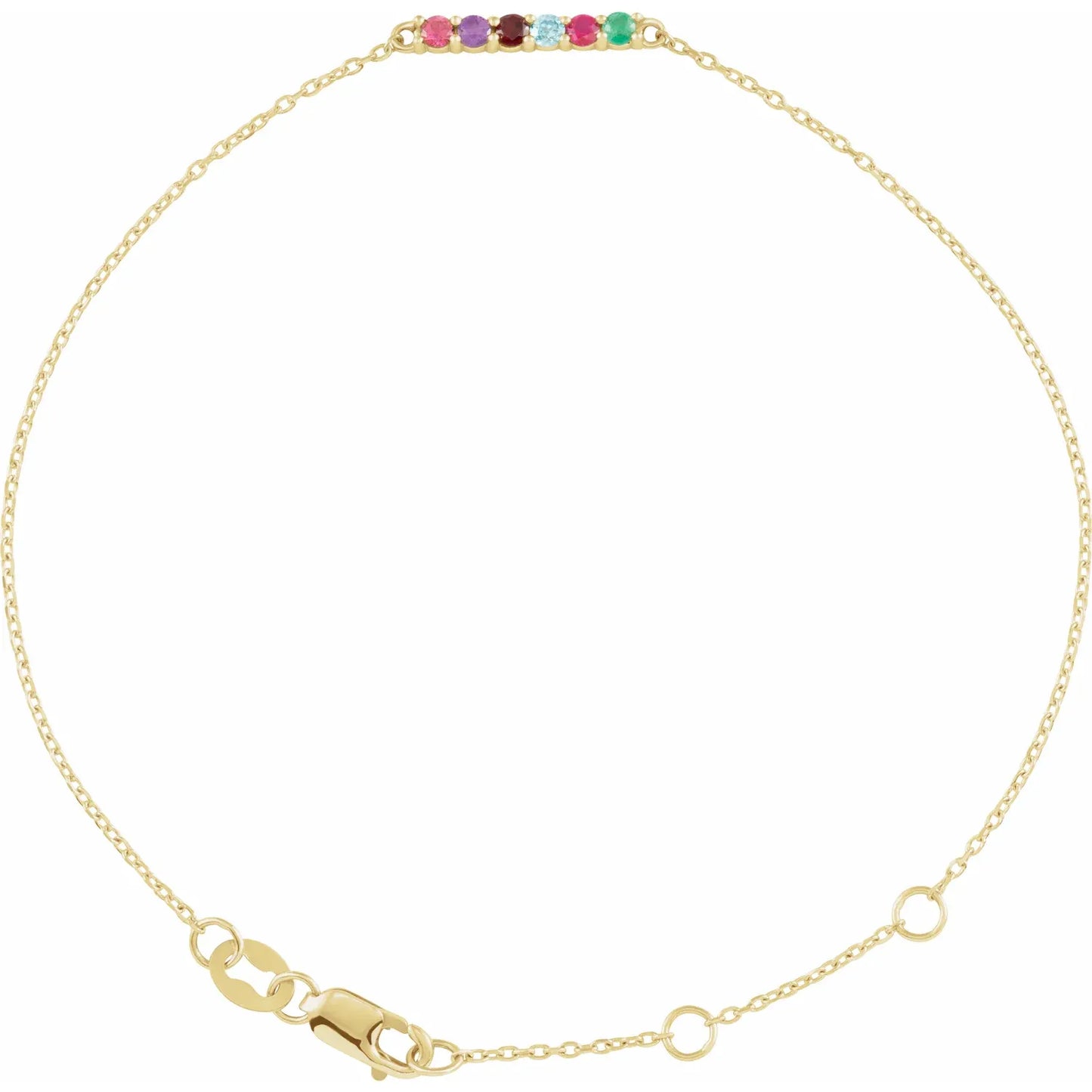 14K Yellow Gold Family Birthstone 6 1/2 - 7 1/2 Inch Bracelet