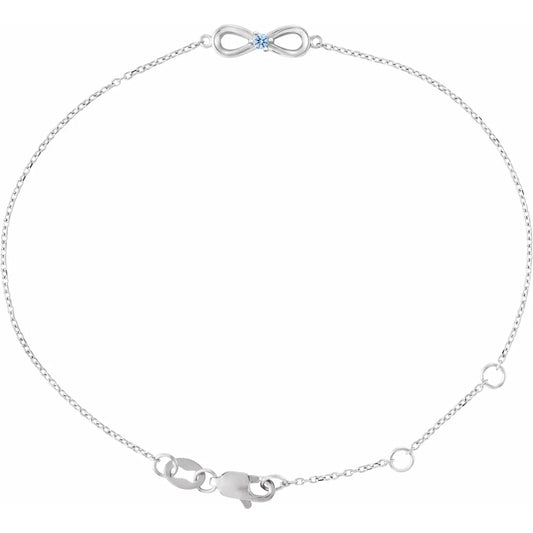 14K White Gold Infinity-Inspired Family Birthstone Bracelet