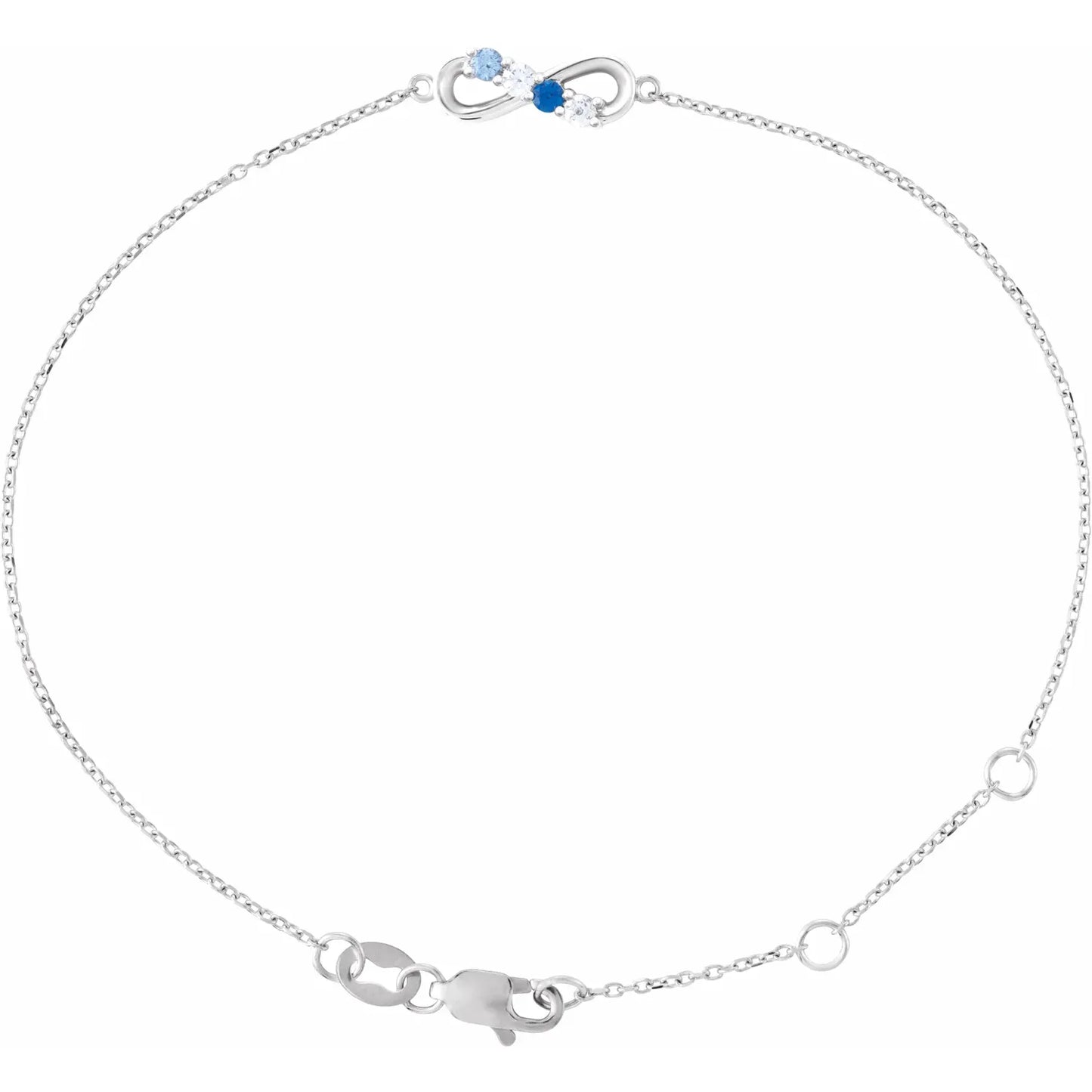 14K White Gold Infinity-Inspired Family Birthstone Bracelet