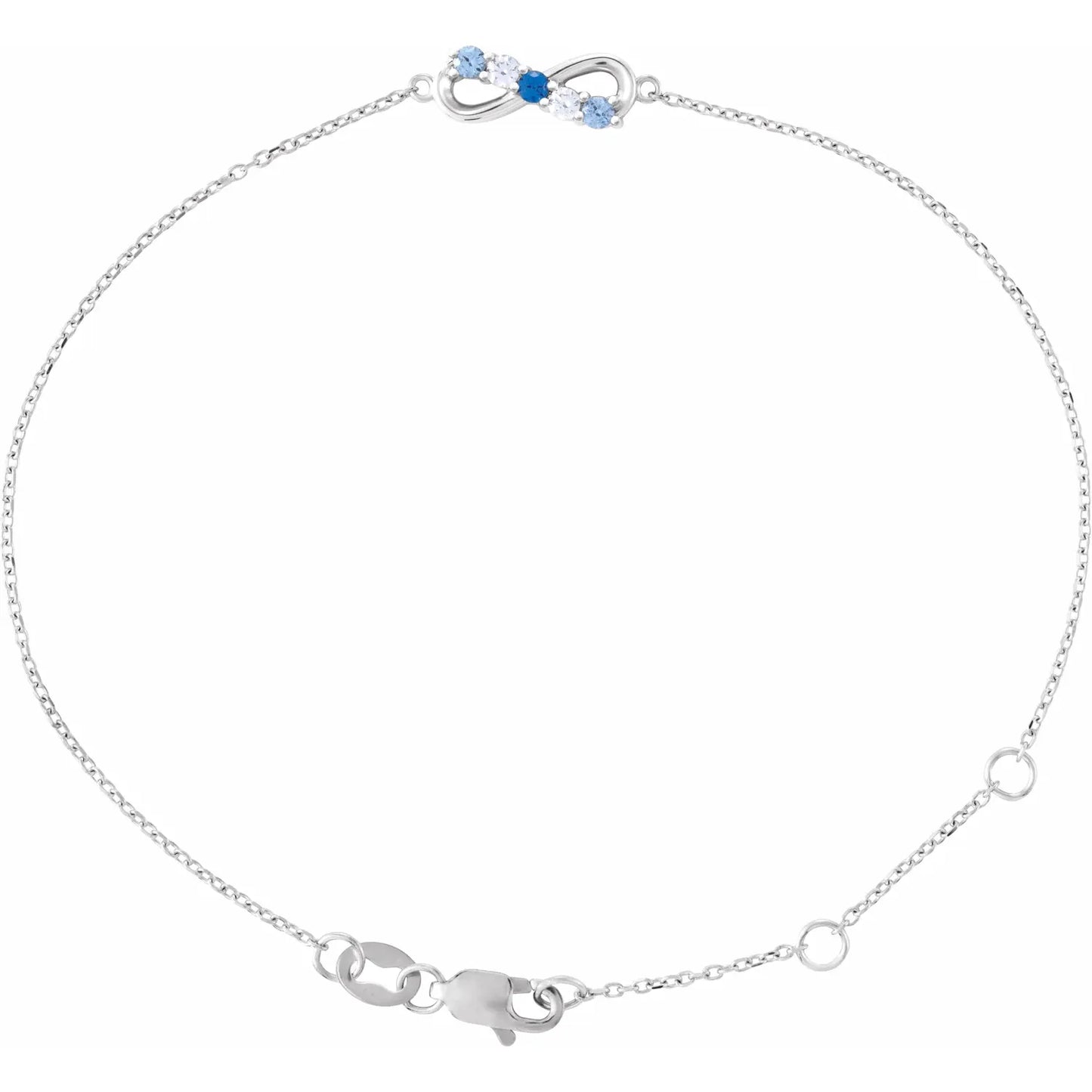 14K White Gold Infinity-Inspired Family Birthstone Bracelet