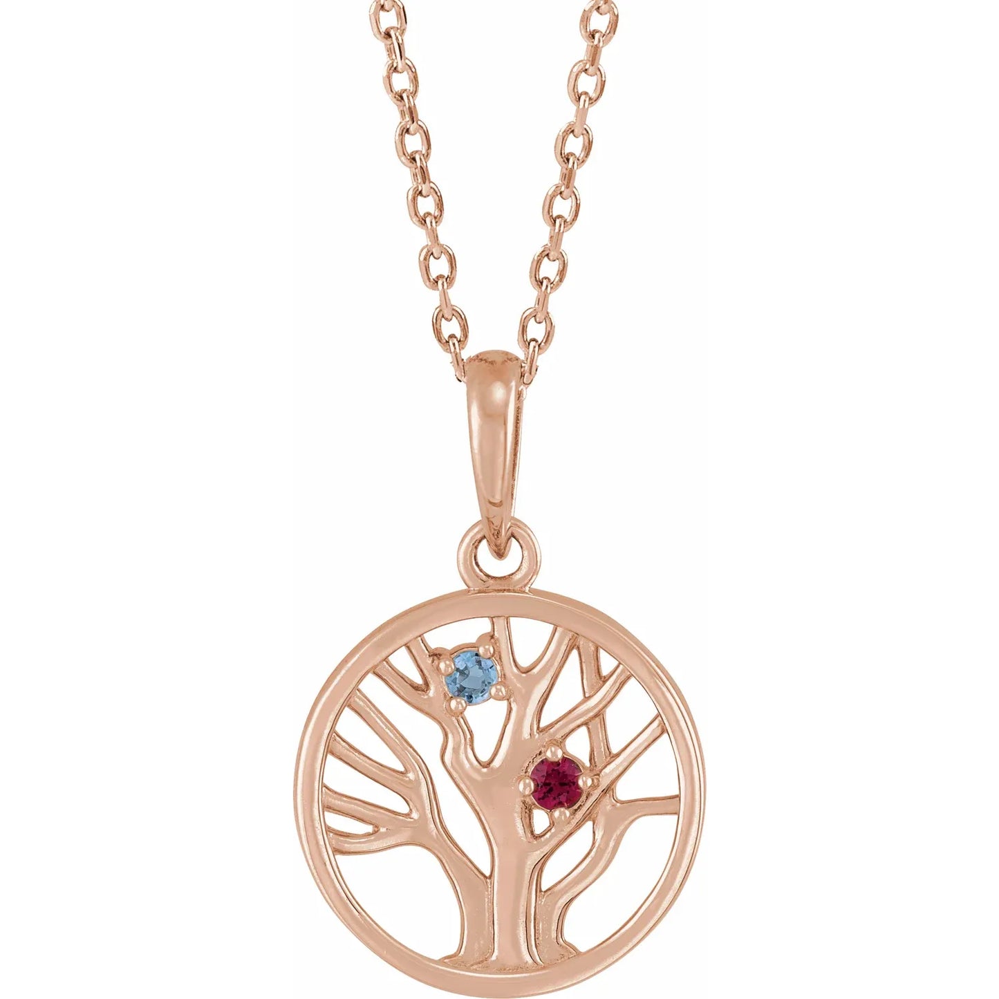 14K Rose Gold 1.5 mm Round Family Tree 16-18" Necklace