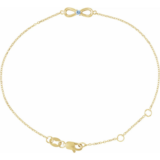 14K Yellow Gold Infinity-Inspired Family Birthstone Bracelet