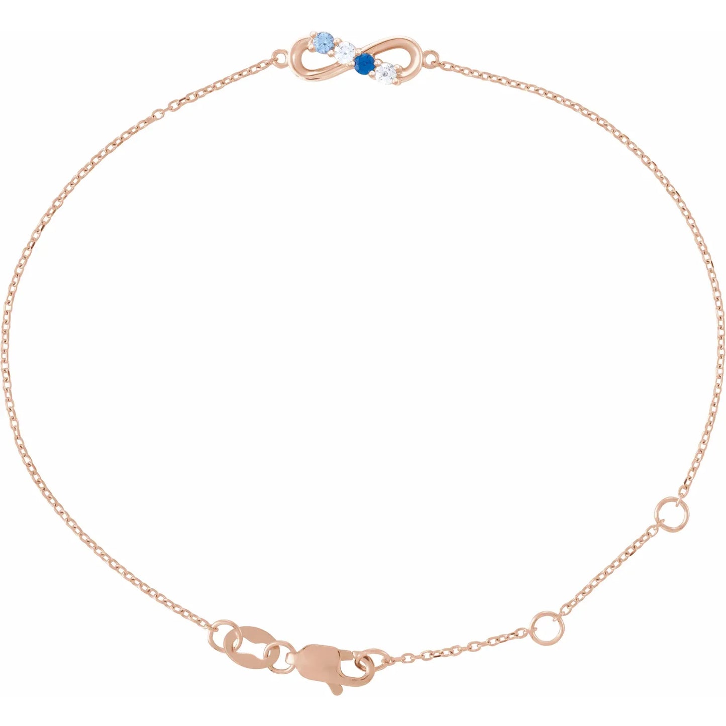 14K Rose Gold Infinity-Inspired Family Birthstone Bracelet