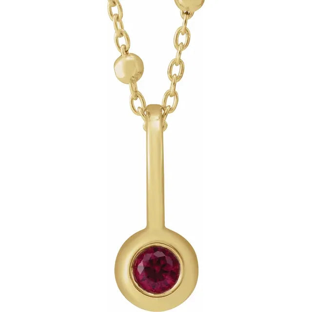 14K Yellow Gold Vertical Family Bar 18" Necklace