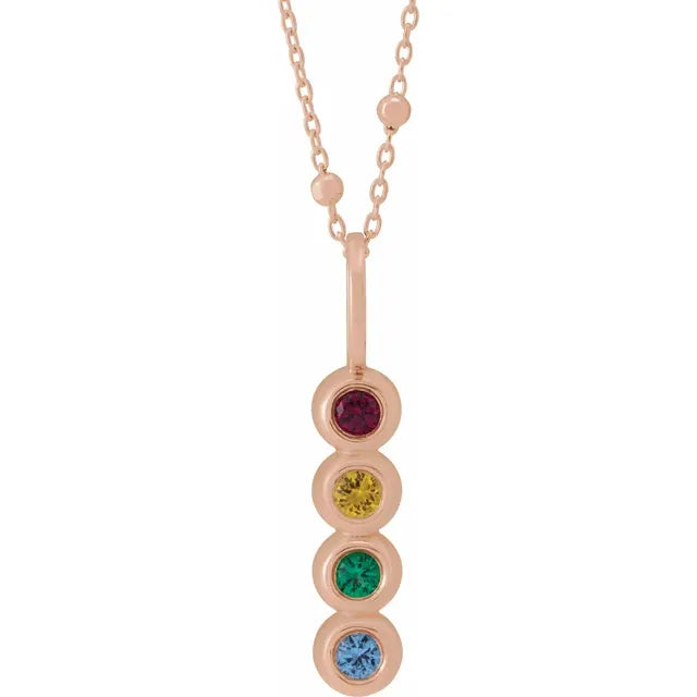 14K Rose Gold Vertical Family Bar 18" Necklace