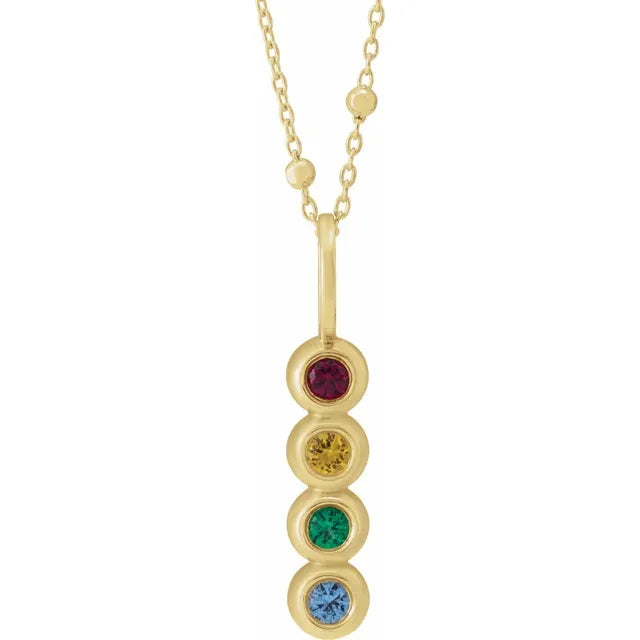 14K Yellow Gold Vertical Family Bar 18" Necklace