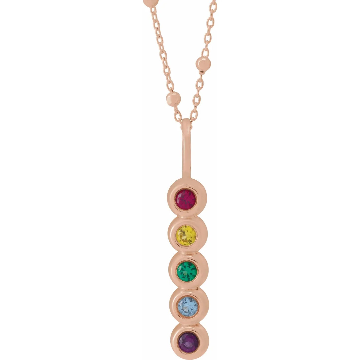 14K Rose Gold Vertical Family Bar 18" Necklace