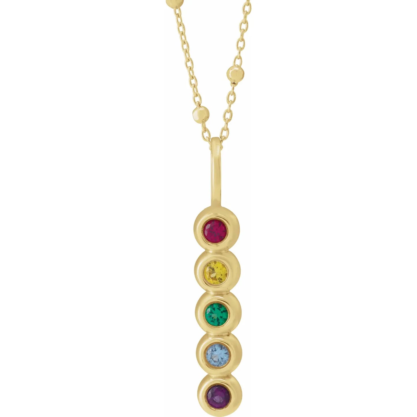 14K Yellow Gold Vertical Family Bar 18" Necklace