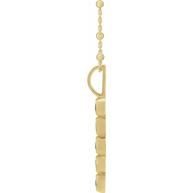 14K Yellow Gold Vertical Family Bar 18" Necklace