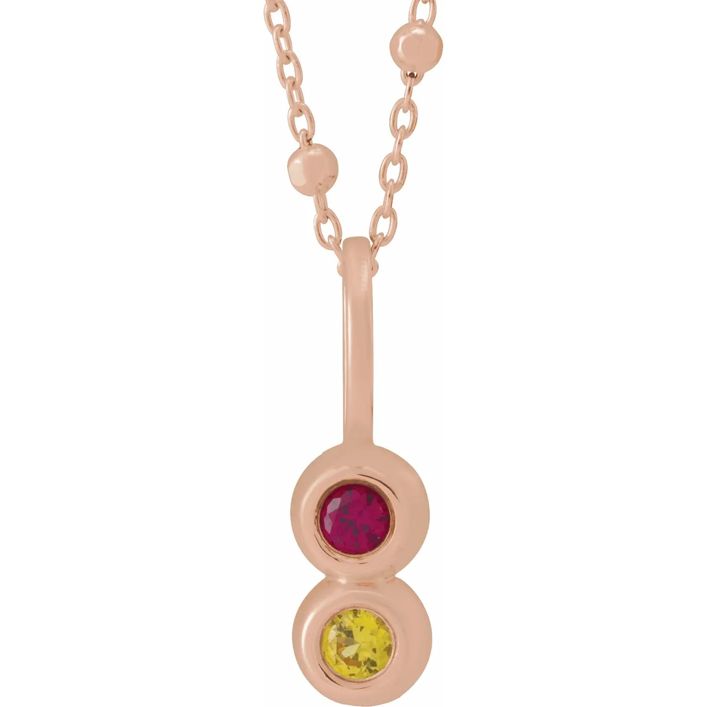 14K Rose Gold Vertical Family Bar 18" Necklace
