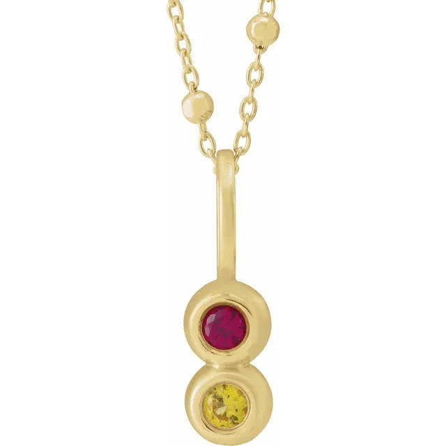 14K Yellow Gold Vertical Family Bar 18" Necklace