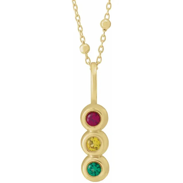 14K Yellow Gold Vertical Family Bar 18" Necklace