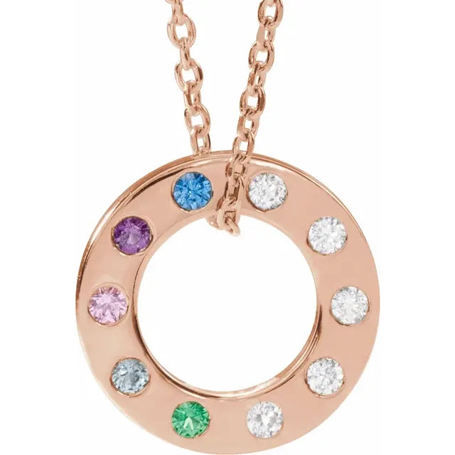 14K Rose Gold .07 CTW Natural Diamond Loop Family 16-18" Necklace