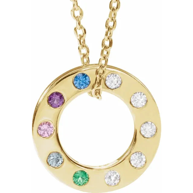 14K Yellow Gold .07 CTW Natural Diamond Loop Family 16-18" Necklace
