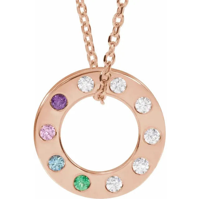 14K Rose Gold .07 CTW Natural Diamond Loop Family 16-18" Necklace