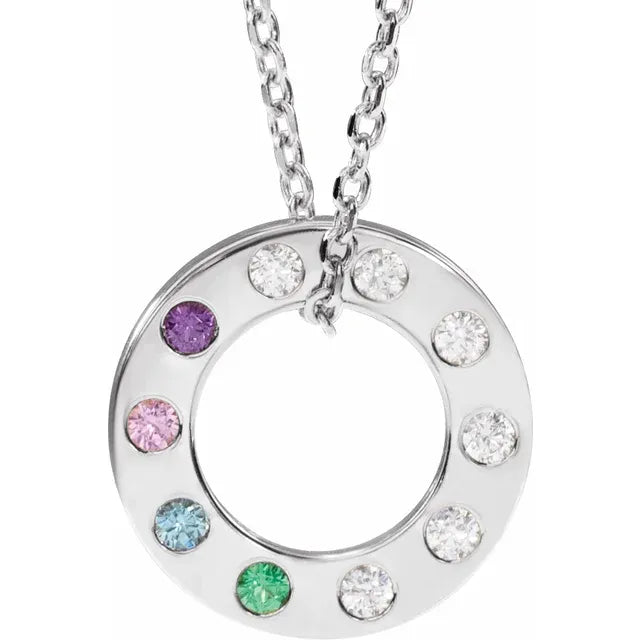 14K White Gold .07 CTW Natural Diamond Loop Family 16-18" Necklace