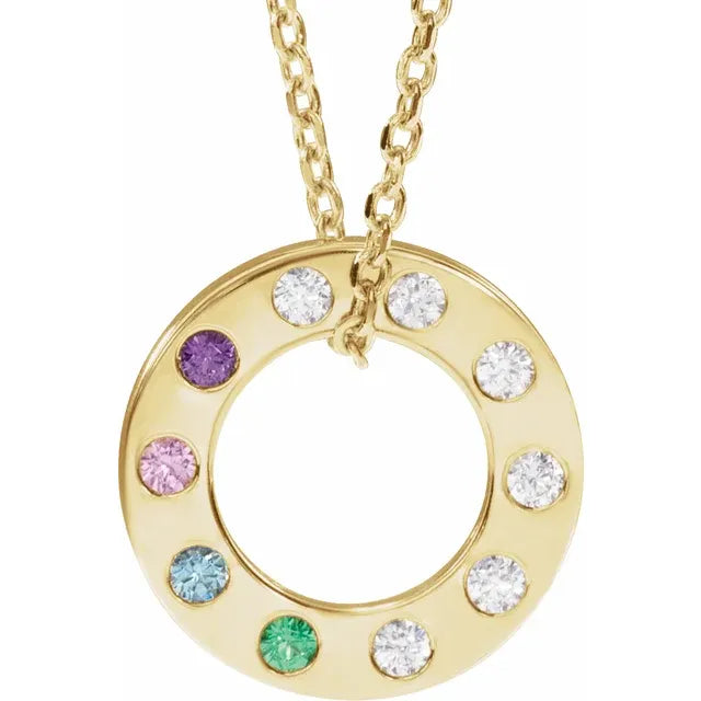 14K Yellow Gold .07 CTW Natural Diamond Loop Family 16-18" Necklace