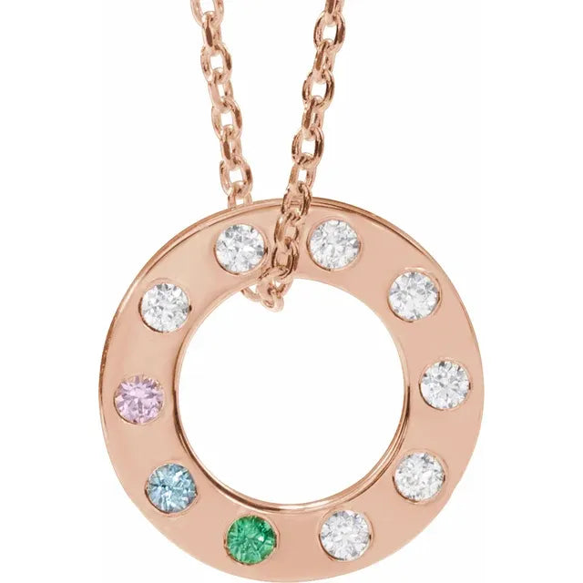 14K Rose Gold .07 CTW Natural Diamond Loop Family 16-18" Necklace