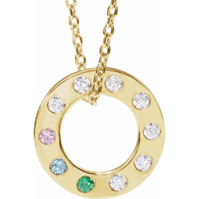 14K Yellow Gold .07 CTW Natural Diamond Loop Family 16-18" Necklace