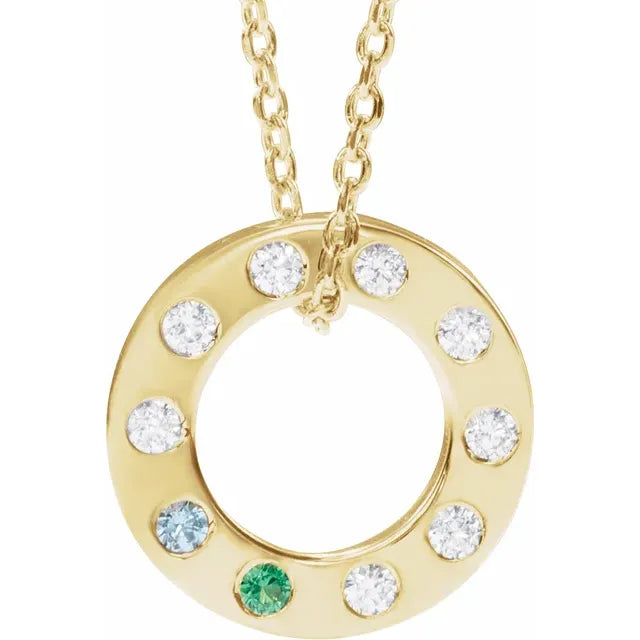 14K Yellow Gold .07 CTW Natural Diamond Loop Family 16-18" Necklace
