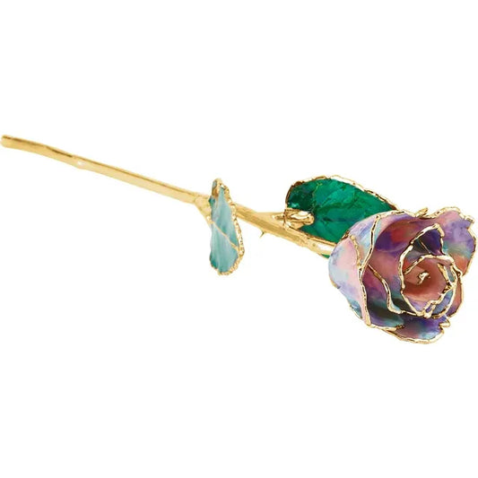 October Opal Colored Lacquered Birthstone Rose with Gold Trim